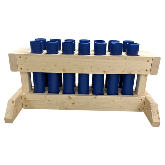 Resolute 14-Shot Mortar Rack, Made in the USA with heavy-duty lumber and high-density polyethylene.