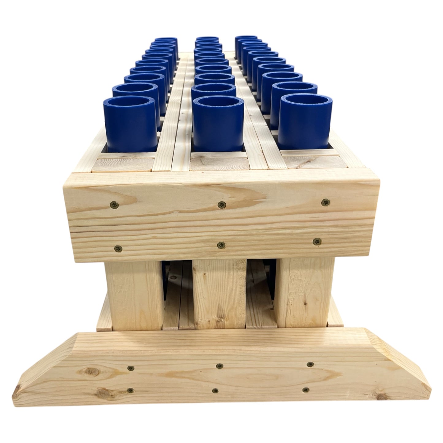 Phalanx 30-Shot Straight Mortar Rack featuring American-made HDPE DR11 tubes for high-capacity firework displays.