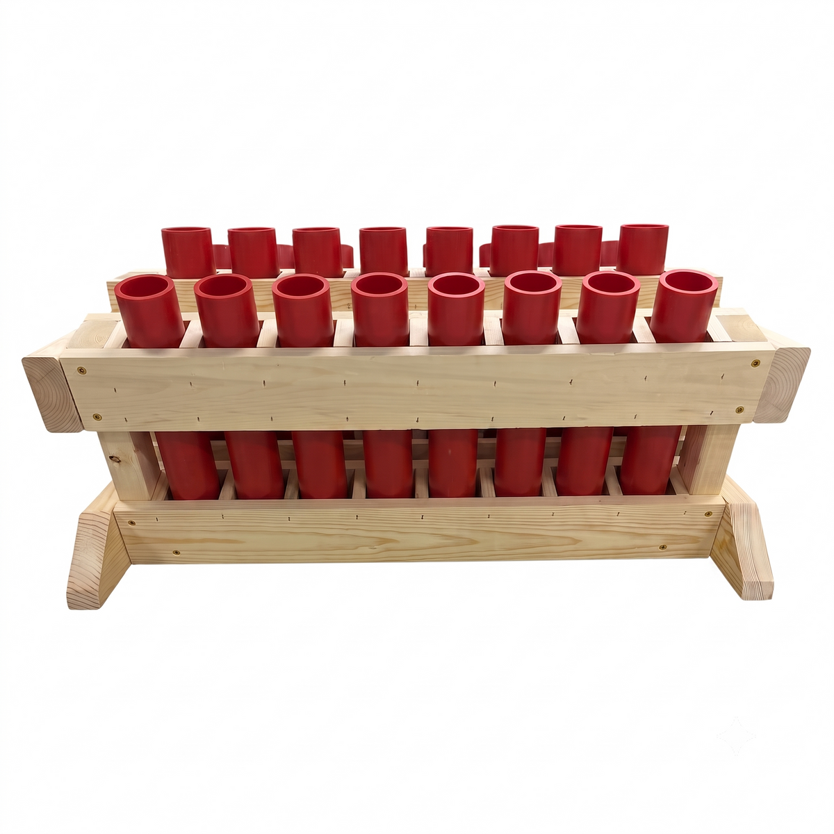 Thunder 24-Shot heavy-duty mortar rack, Made in the USA with high-density HDPE tubes for consumer fireworks.