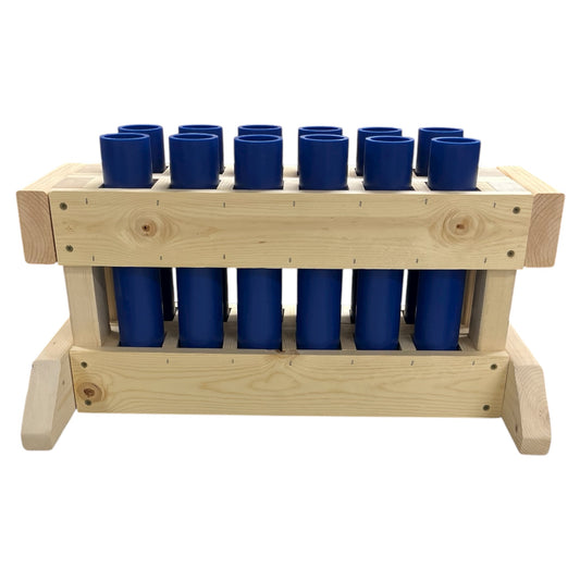 Minuteman 12-Shot Mortar Rack, a durable and portable American-made choice for pyrotechnic hobbyists.