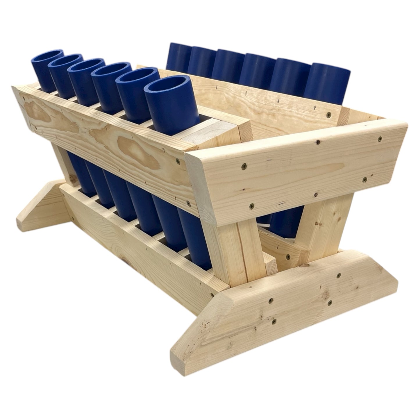 Minuteman 12-Shot Mortar Rack, a durable and portable American-made choice for pyrotechnic hobbyists.
