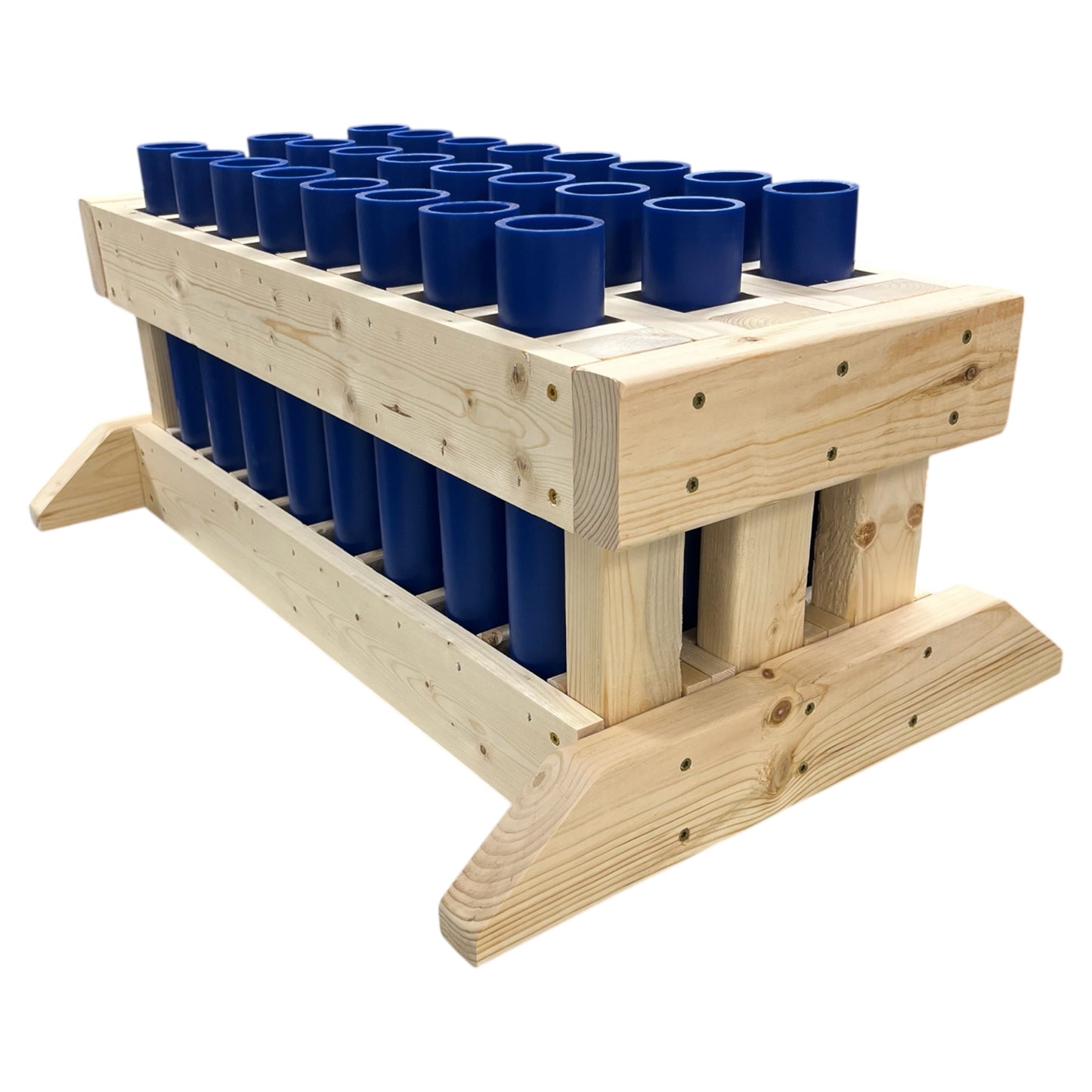 Thunder 24-Shot heavy-duty mortar rack, Made in the USA with high-density HDPE tubes for consumer fireworks.
