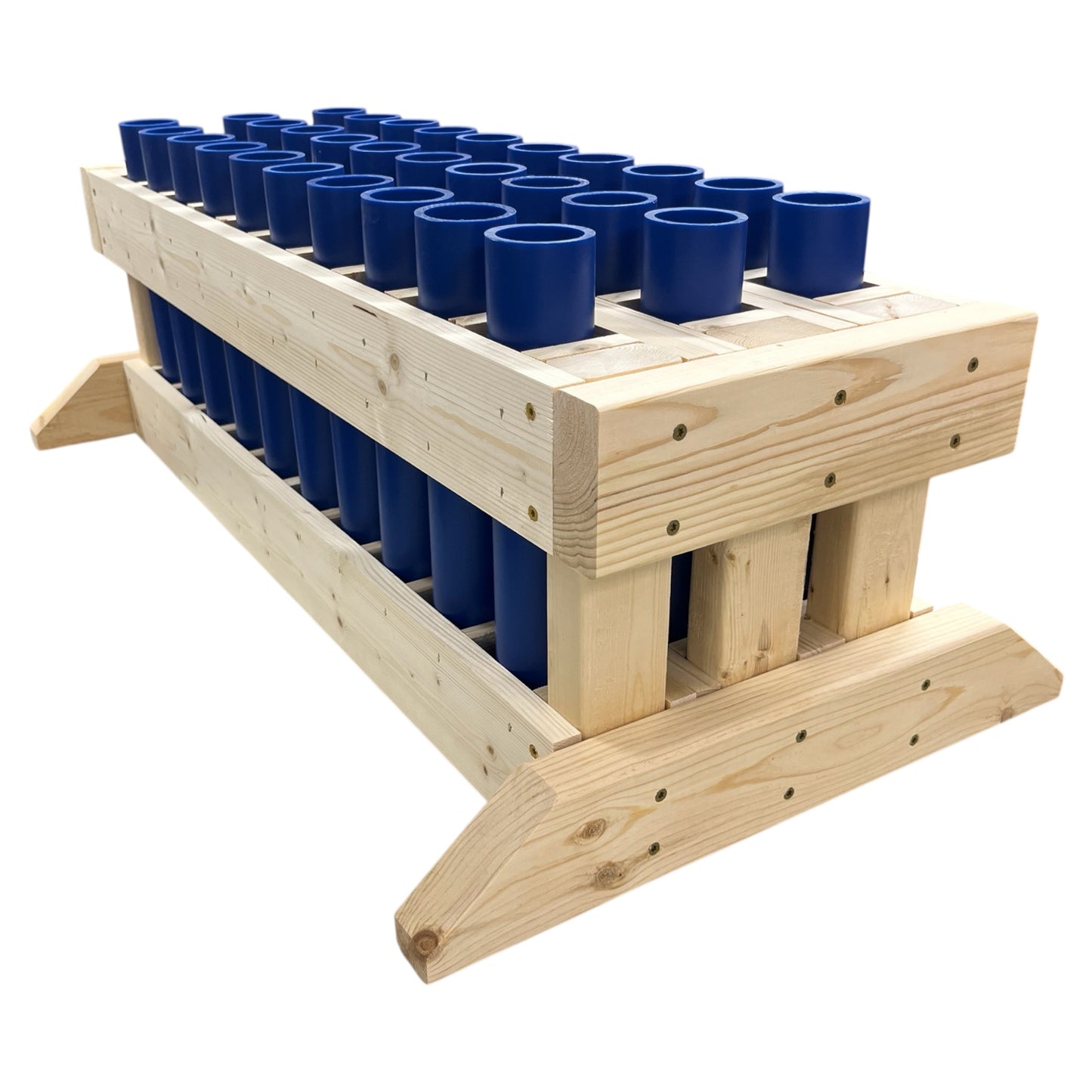 Phalanx 30-Shot Straight Mortar Rack featuring American-made HDPE DR11 tubes for high-capacity firework displays.