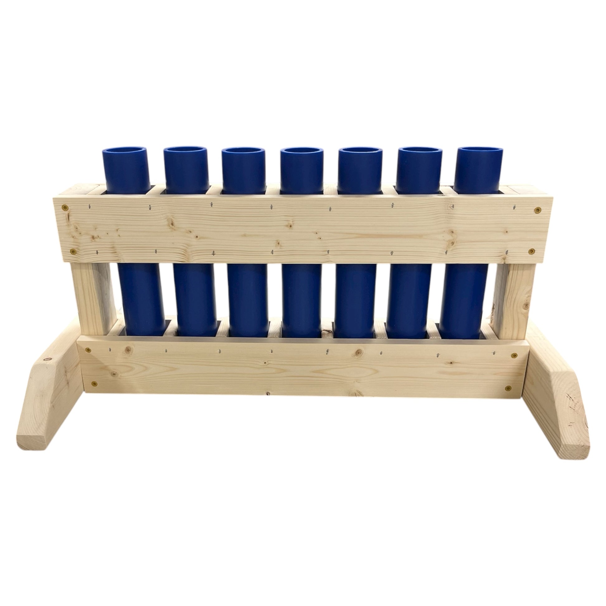 Independence 7-Shot Straight Mortar Rack, handcrafted in the USA for professional-grade pyrotechnics.