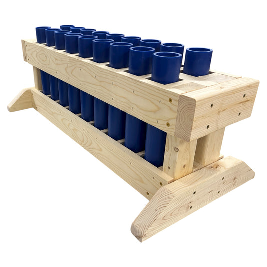 Rampart 18-Shot Straight Mortar Rack, Made in the USA for reliable and safe firework launches.