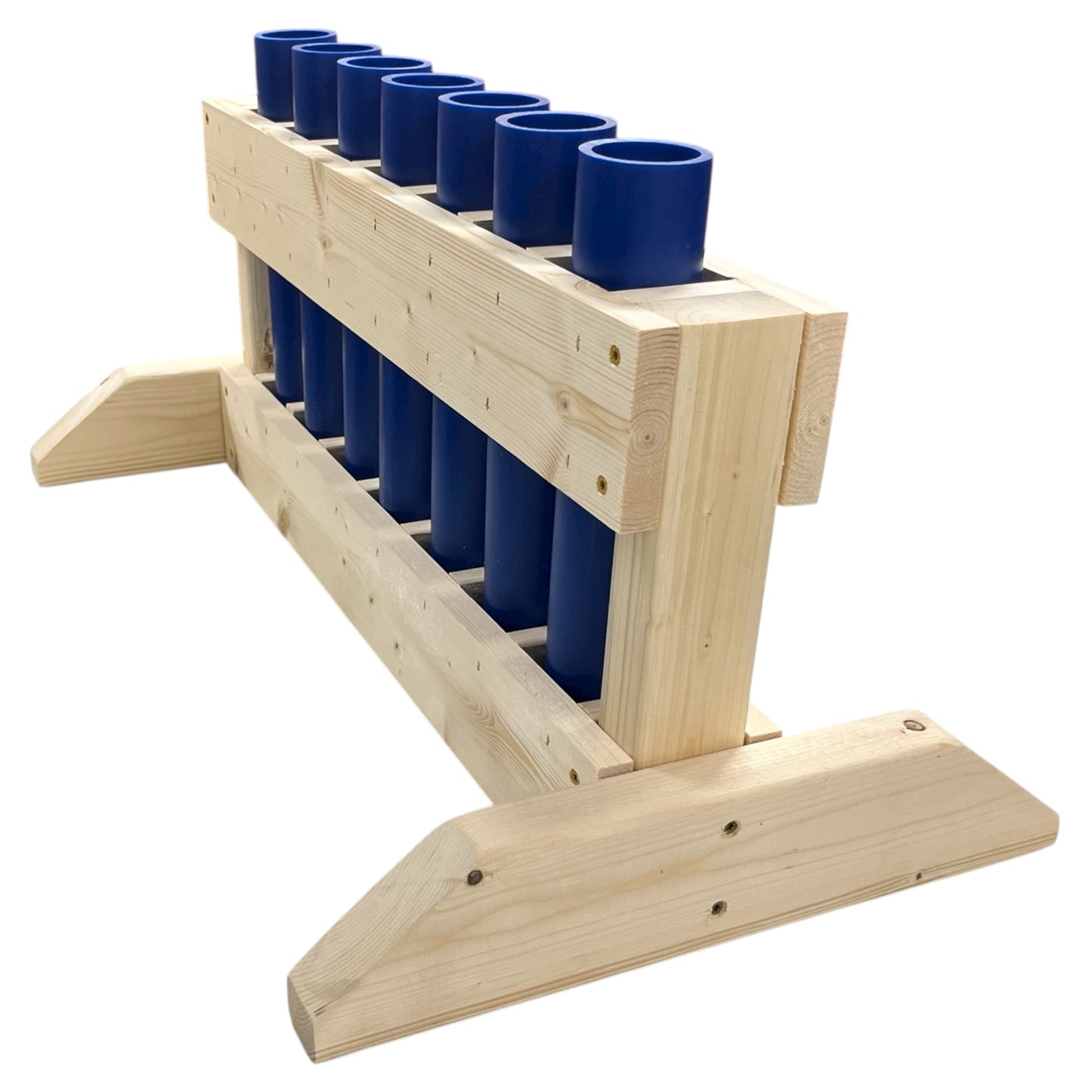 Independence 7-Shot Straight Mortar Rack, handcrafted in the USA for professional-grade pyrotechnics.