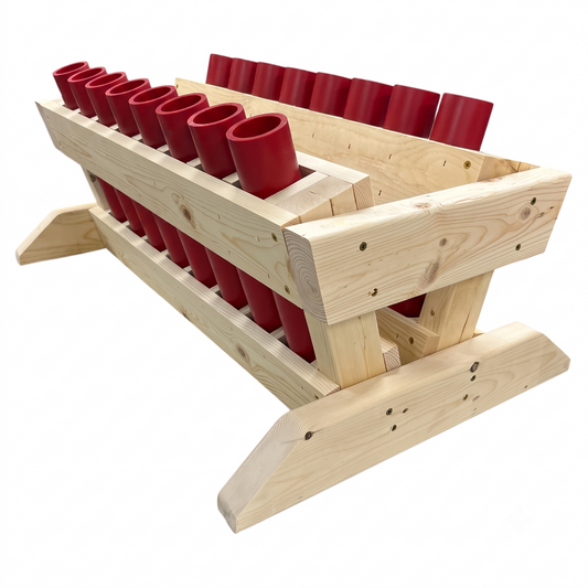 Broadside 16-Shot Mortar Rack, handcrafted in the USA with gold-standard HDPE DR11 safety tubes.