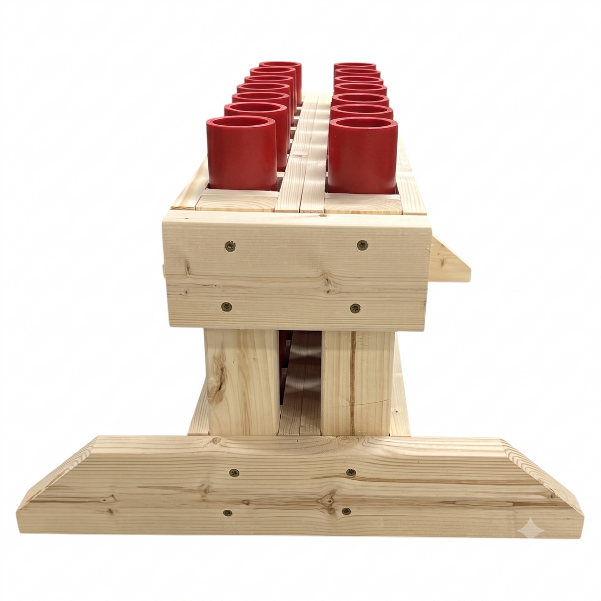 Resolute 14-Shot Mortar Rack, Made in the USA with heavy-duty lumber and high-density polyethylene.