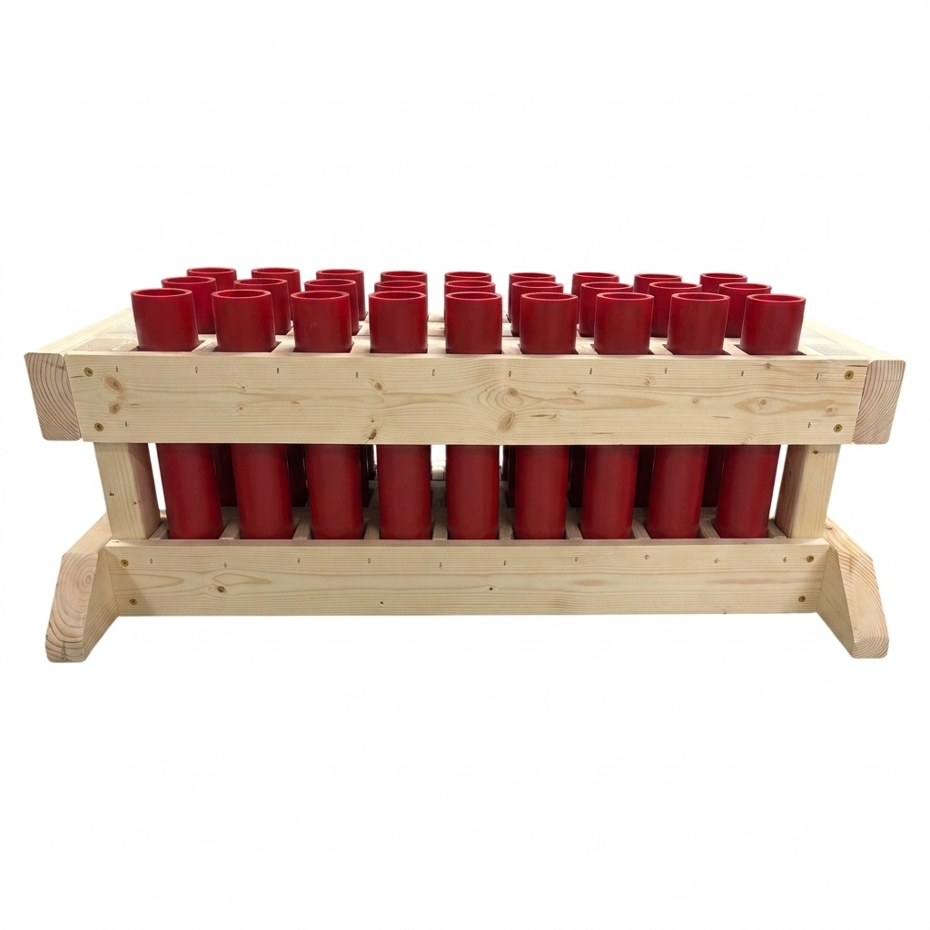 Valiant 27-Shot Mortar Rack, handcrafted in the USA for professional pyrotechnic stability and performance.