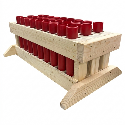 Valiant 27-Shot Mortar Rack, handcrafted in the USA for professional pyrotechnic stability and performance.