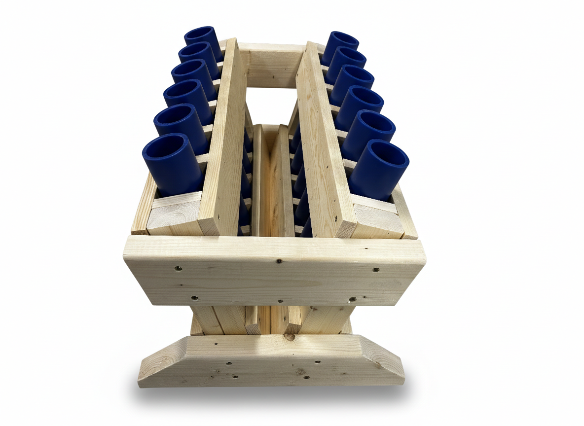 Minuteman 12-Shot Mortar Rack, a durable and portable American-made choice for pyrotechnic hobbyists.