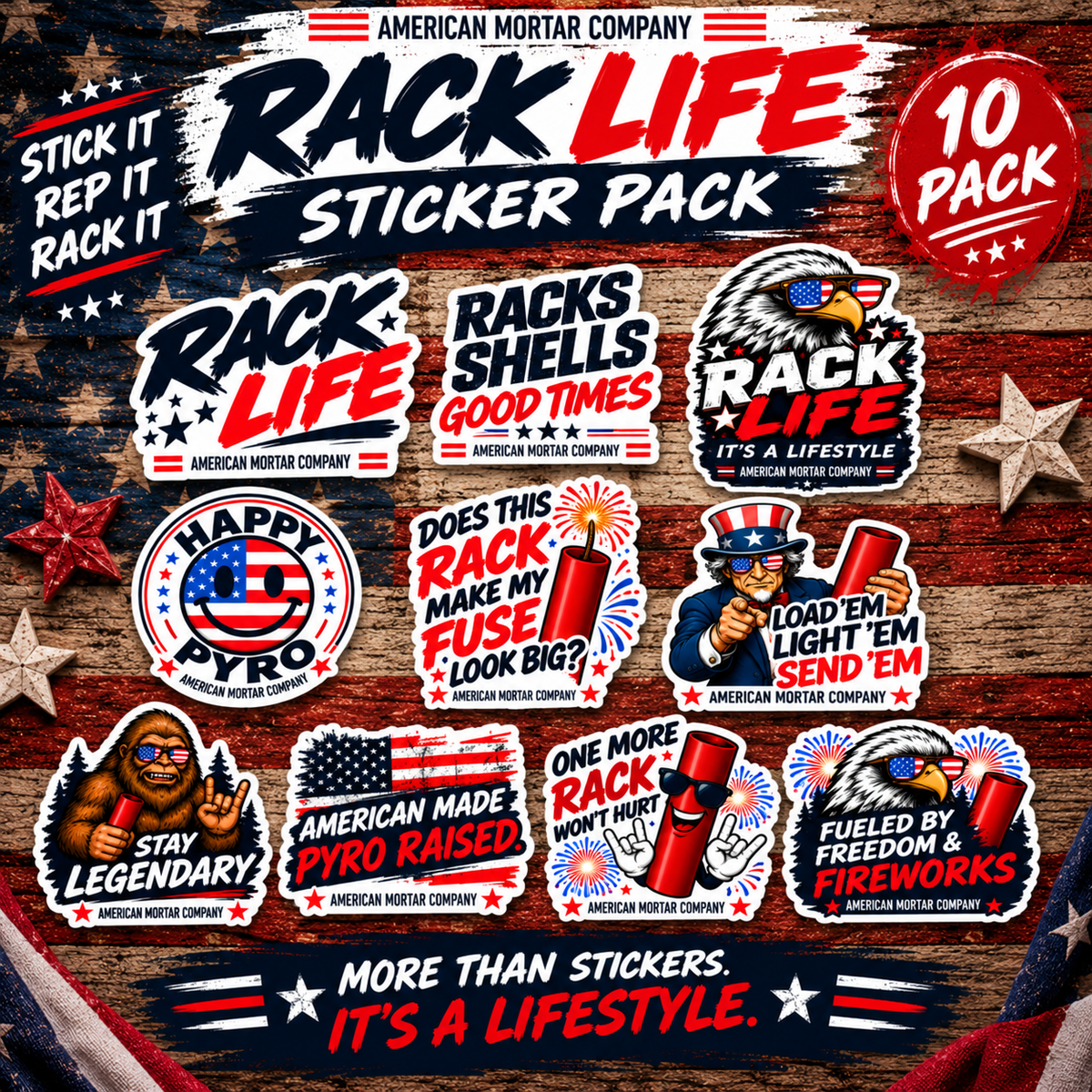 Rack Life Sticker Pack – 10 Die-Cut Stickers